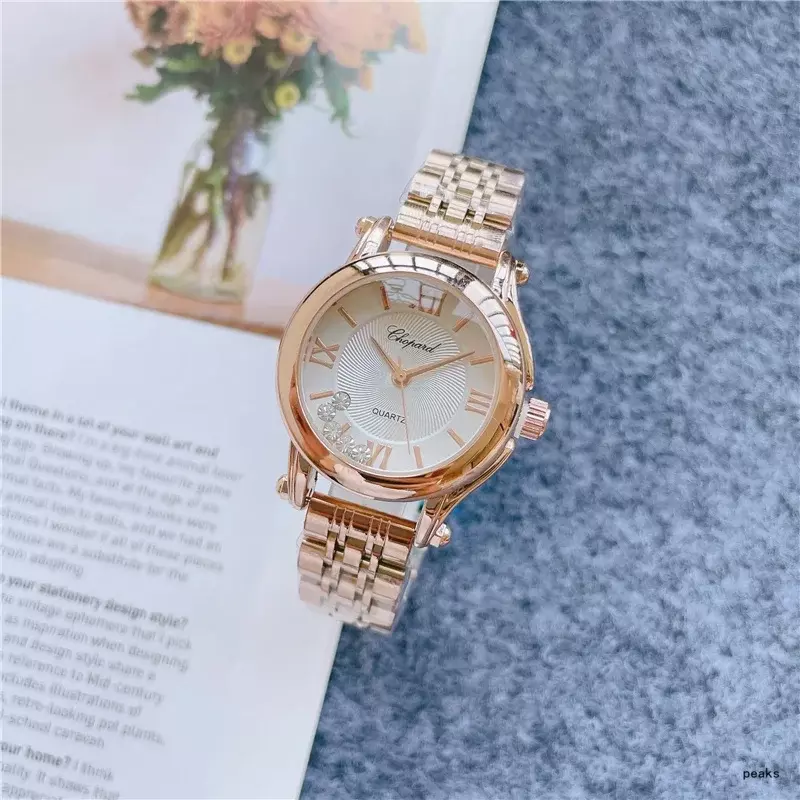 Relógio feminino de aço inoxidável completo, estilo clássico original, moda simples, tipo Chopard, relógio AAA esportivo de qualidade, venda quente