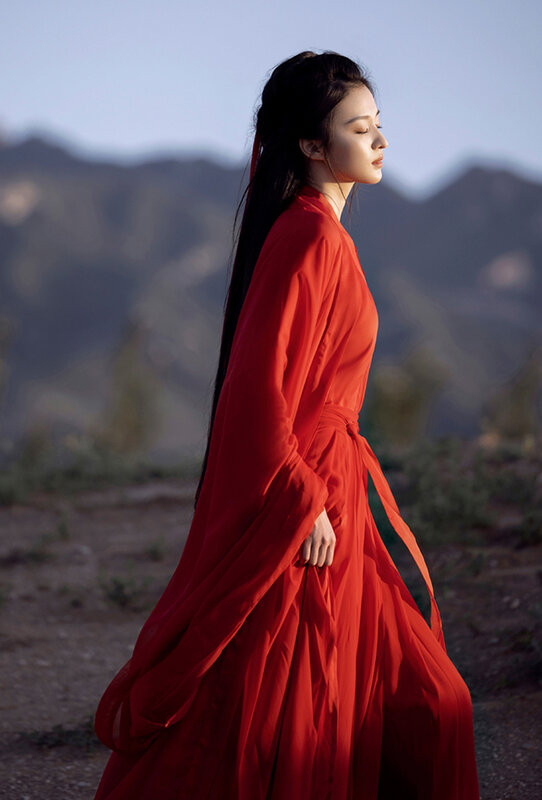 Hanfu gaun dansa tradisional Cina, gaun Cosplay wanita, gaun merah Hanfu untuk wanita ukuran besar 5XL