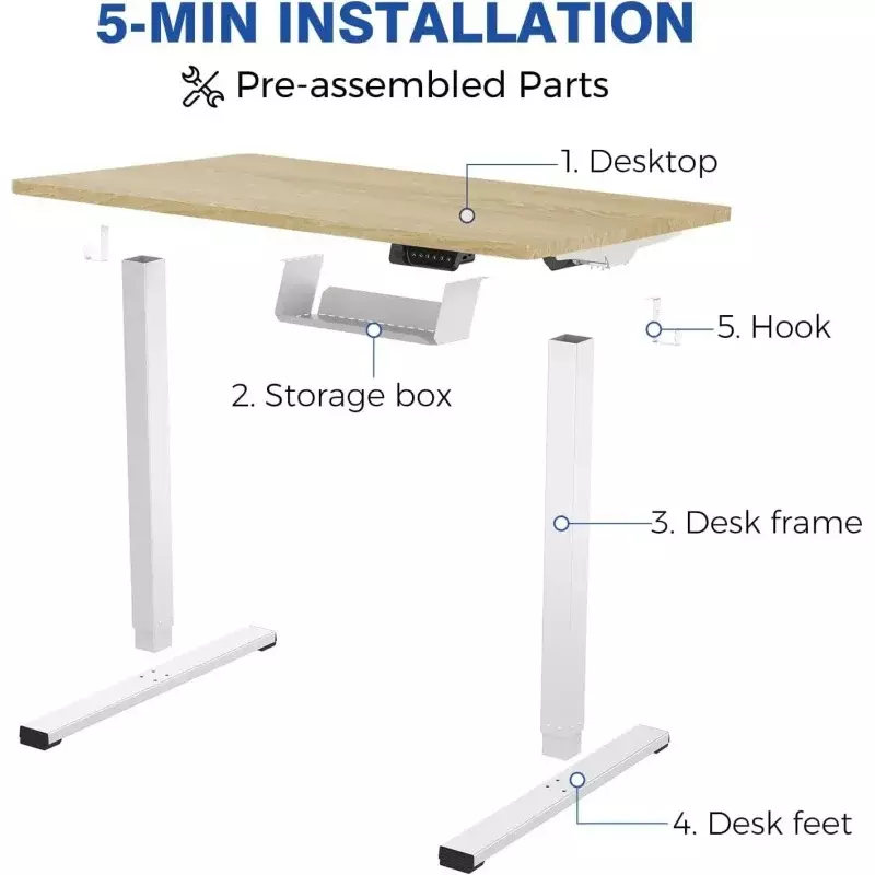 Регулируемый стол с функцией быстрой сборки, 48x24 дюйма