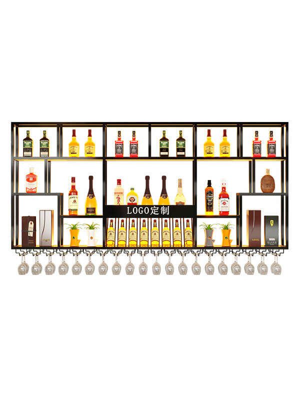 Portabottiglie da bar personalizzato scaffale da parete ristorante armadietto da vino creativo portabottiglie da vino in stile industriale espositore da appendere