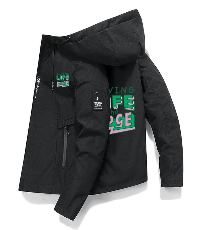 Living Life On The EDGE-chaqueta con capucha para hombre, abrigo informal impermeable, holgado, a la moda, 2024