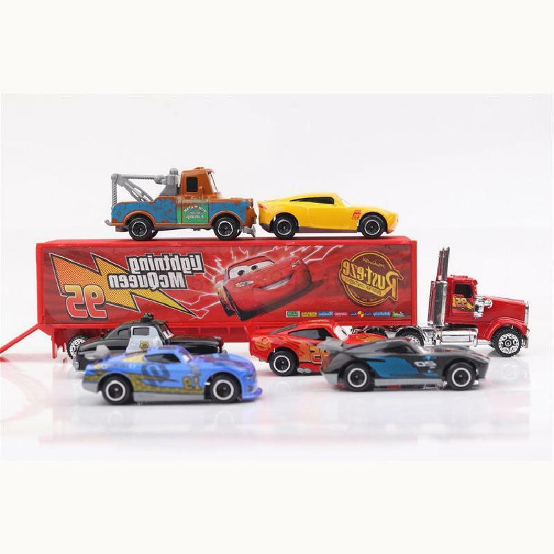 6-7 buah/set mobil Disney Pixar 3 pencahayaan truk Mcqueen paman Jackson Storm 1:55 Diecast Model mobil logam mainan anak laki-laki hadiah Natal