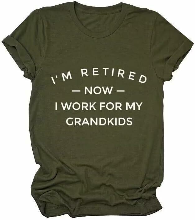 Camisetas divertidas de abuela Retired, Tops casuales de manga corta con cuello redondo