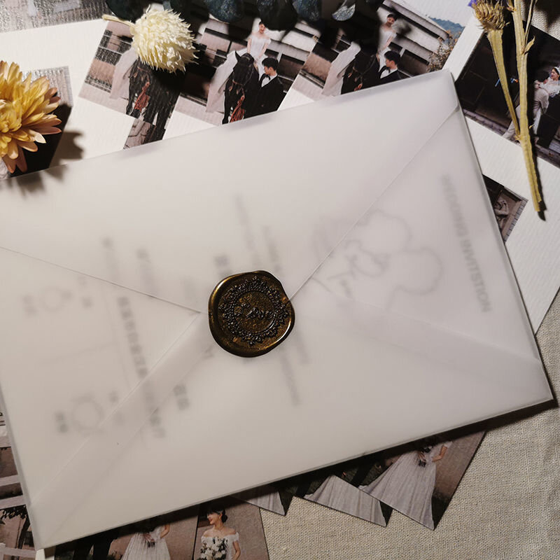 Enveloppes en papier translucide personnalisées, coupe acide furique, utilisé pour le stockage de cartes postales de bricolage, invitations de mariage, emballage cadeau, 10 pièces