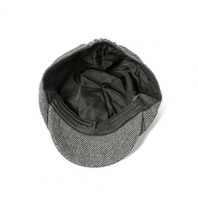 Chapéu octogonal de espinha de arenque masculino com aba estendida, boina clássica, padrão elegante, outono
