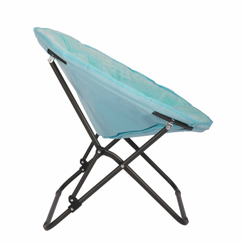 Velvet Seashell Saucer Chair Saucer UFO Chair with Collapsible Metal Frame - Fuzzy Foldable Dish Seat for Kids and Teens, Teal