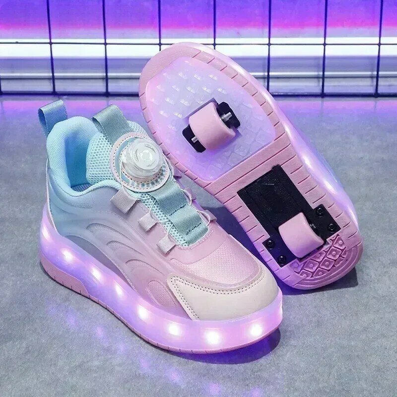 Zapatillas de deporte luminosas recargables por USB para niños y niñas, rueda con luz LED, patines de ruedas para Parkour al aire libre, deportes