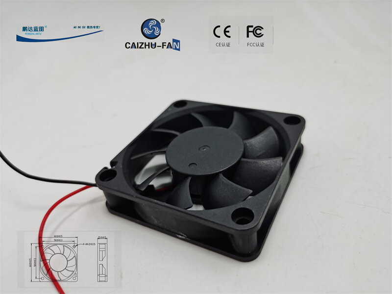 Caizhu-dc motor sem escova 6015, 6cm, 12v, 0.17a, ventilador de refrigeração chassis, 60x60x15mm