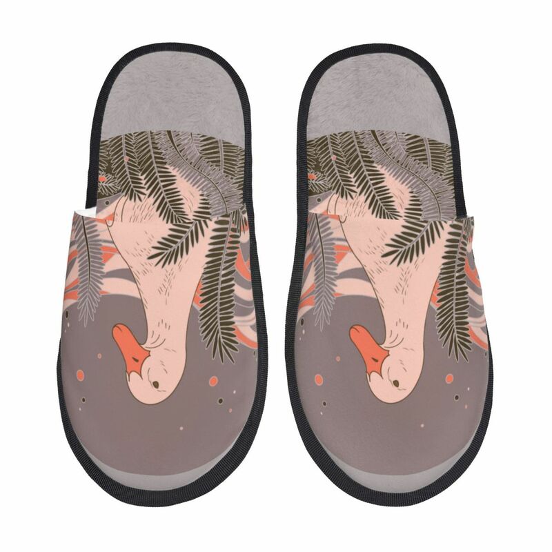 รองเท้าแตะขนห่านน่ารักเข้าป่าสำหรับผู้หญิงผู้ชายรองเท้าแตะให้ความอบอุ่นในฤดูหนาวรองเท้าแตะใส่ในบ้าน