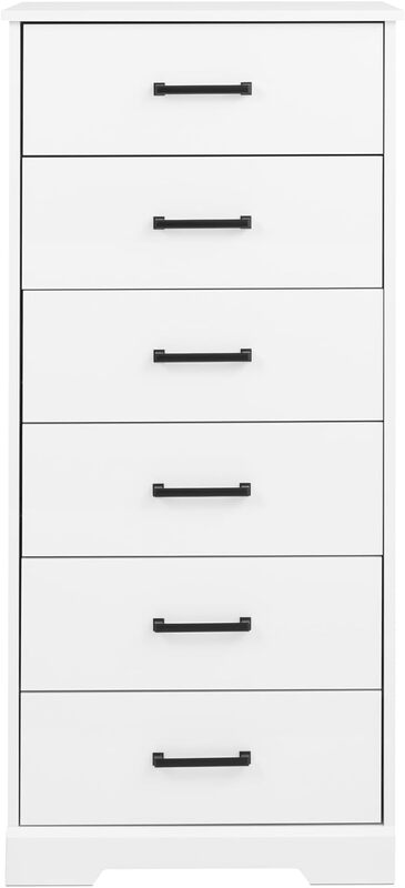 Prepac Dresser for Bedroom, Chest 6 Drawers, 18.5" D x 23.75" W x 51.5" H, Rustic White