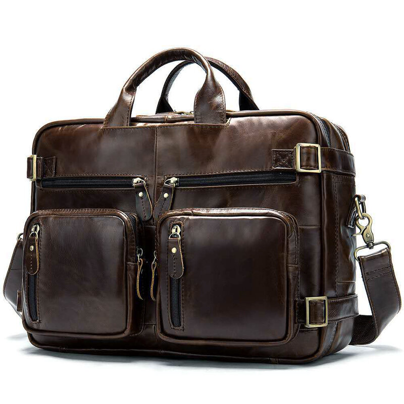 High Class Italian Genuine Leather Men Briefcase Business Bag Male 15.6" Laptop Bag Office portfolio Tote Shoulder Bag Messenger