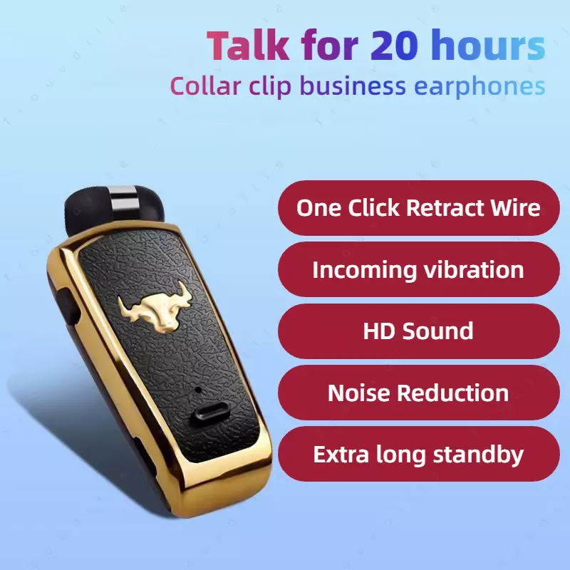 Trouvaille Wireless Headphones In Lotus Bluetooth Earphones Handsfree Headset Vibrate Earbuds With Retractable Wire Collar Clip