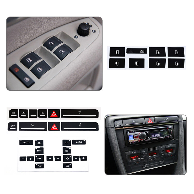 For Audi A4 B6 B7 Repair Sticker 2000 To 2008 Power Window Switch Button Repair Kit For Dashboard Panel ESP Alarm Climate Button