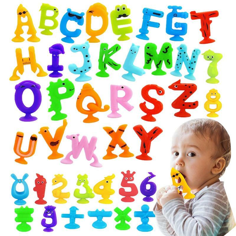 Suction Cup Letters Toys Silicone Sucker Toys With Strong Suction Strong Suction Bathtub Window High Chair Tabletop Toys