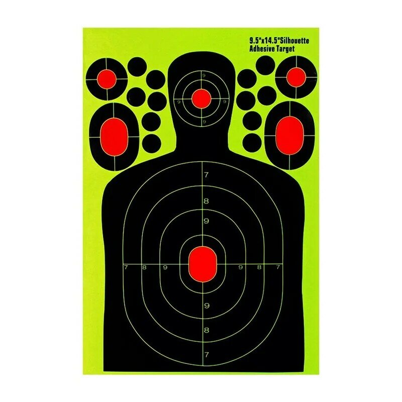 Pegatinas adhesivas para pistola de reactividad, accesorios de entrenamiento y caza, papel objetivo de disparo, 9,5 pulgadas, 5 unidades por juego