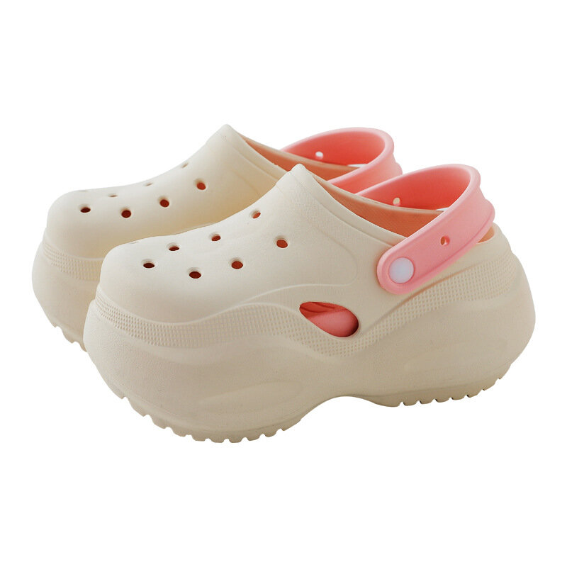 7.5cm Thick Soled Garden Sandals Women Hole Shoes 2024 Summer Street Sandals And SlippersBeach Shoes EVA Sandals