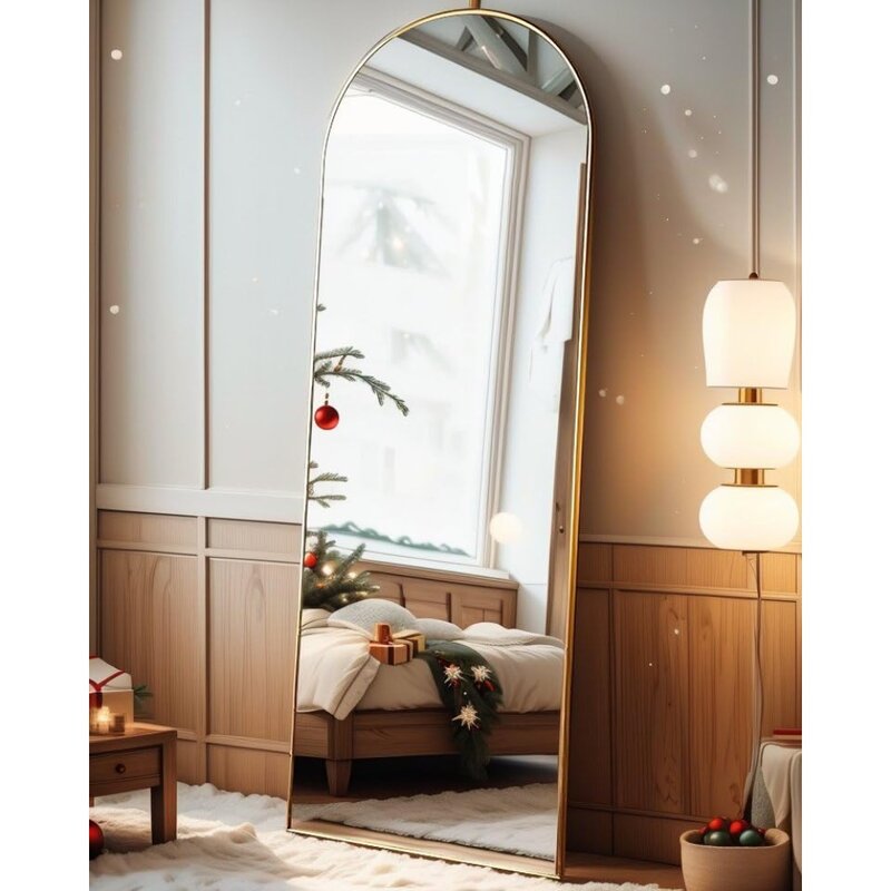 Lustro podłogowe AyeWish, lustro pełnowymiarowe, montowane na ścianie, wolnostojące, duże lustro, 58"×18", aluminiowa rama