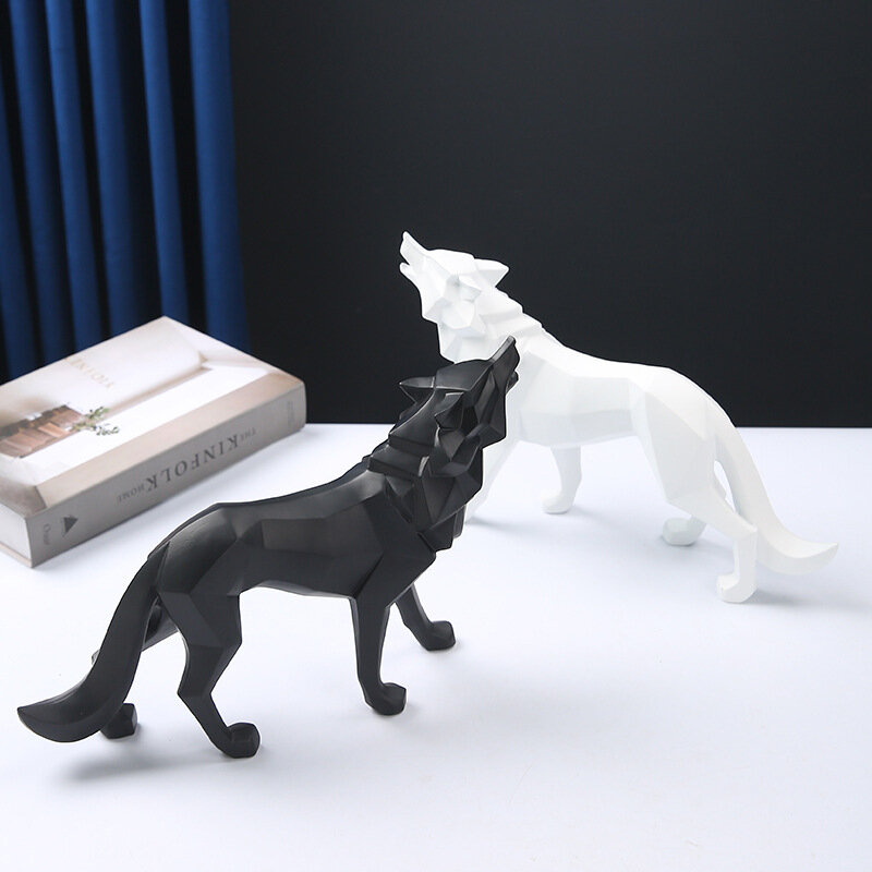زخرفة الذئب الهندسية الإبداعية ، حيوان الذئب الشمال ، المنزل وغرفة المعيشة ، مكتب الديكور ، هدية