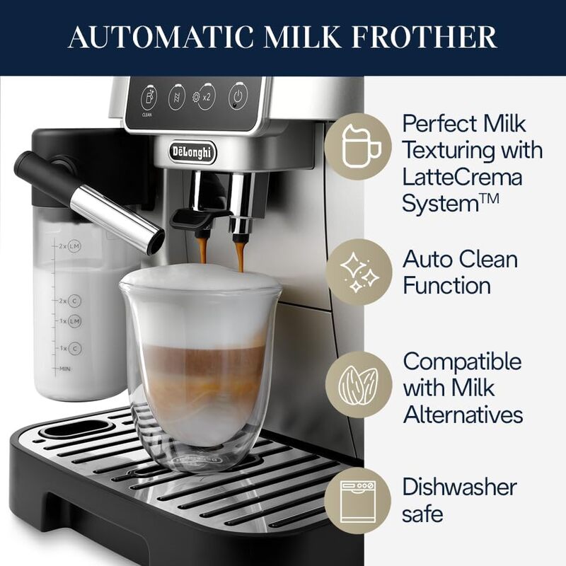 Máquina De Espresso Totalmente Automática, Magnifica Start, Frother Automático De Leite, Prata