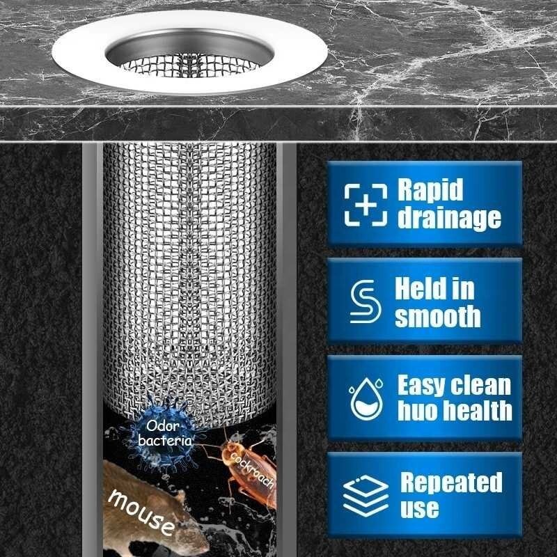 Filtro per lavello a rete filtri per scarico a pavimento in acciaio inossidabile cucina bagno vasca da bagno Anti-intasamento raccoglitore per capelli filtro a rete a tenuta stagna
