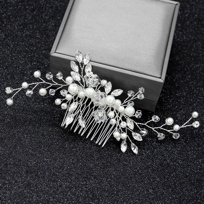 Kristall Strass Blume Perle Haar Kamm Pin Stirnband Tiara für Frauen Braut Mädchen Hochzeit Braut Haar Accessoires