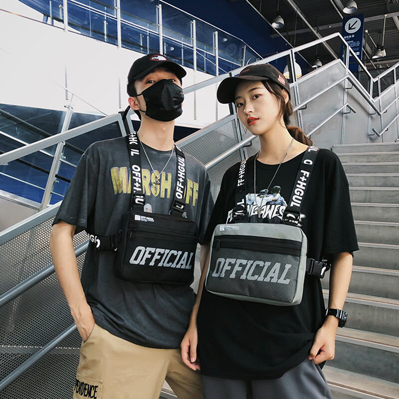 Модная мужская нагрудная сумка в стиле хип-хоп, тактическая нагрудная сумка с двумя ремнями, жилет для путешествий, пешего туризма, занятий спортом на открытом воздухе