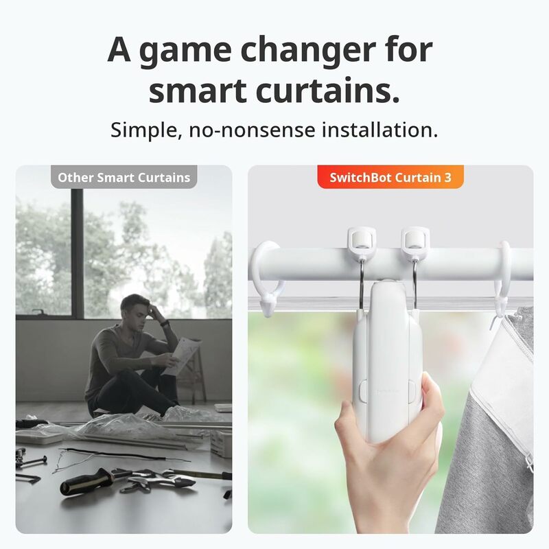 Automatic Curtain Opener - Bluetooth Remote Control Smart Curtain with App/Timer, Upgraded High-Performance Motor