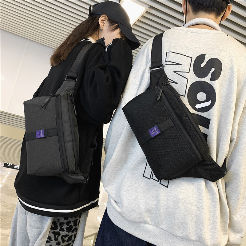 New men's and women's trend messenger bag Korean leisure chest bag outdoor anti splash waist bag large capacity one shoulder