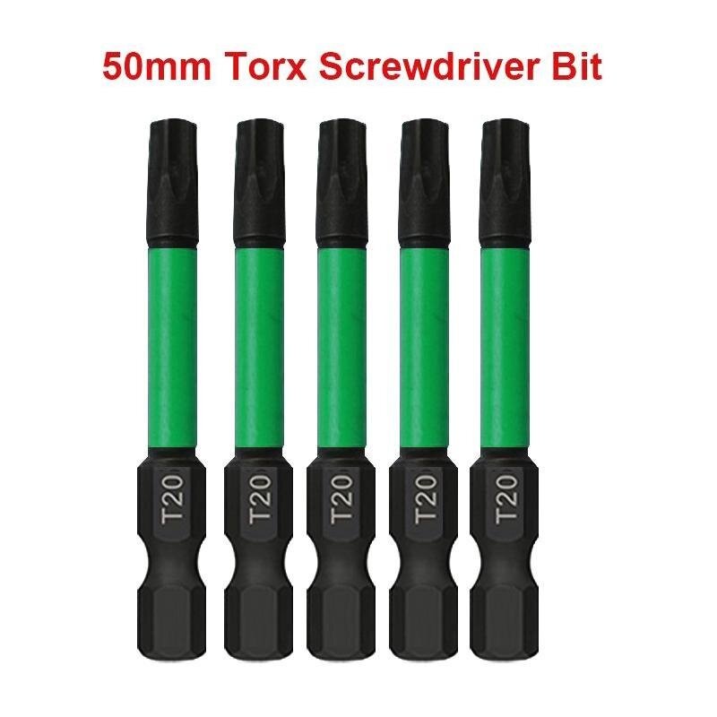 5Pcs Torx Screwdriver Bits 1/4 Inch Hex Shank 50mm T20 T25 T27 T30 Magnetic Torx Bit Set