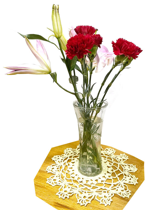 BomHCS-tapetes de mesa de cocina hechos a mano, tapetes de encaje de ganchillo, manteles individuales redondos con jarrón de flores