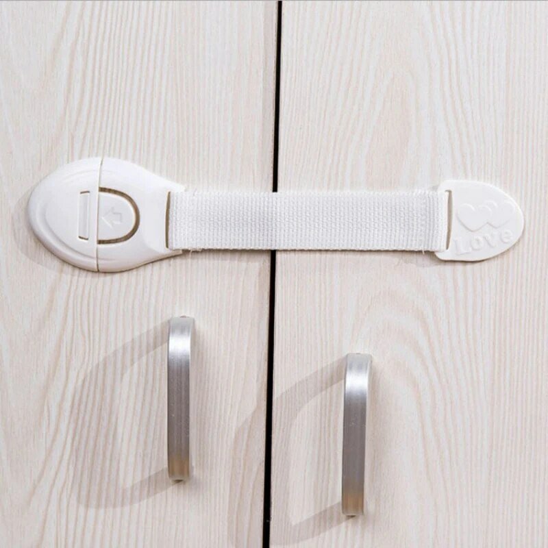 10 buah selot pengaman bayi kunci pengaman anyaman sabuk kain perlindungan multifungsi kunci pintu kabinet kunci laci