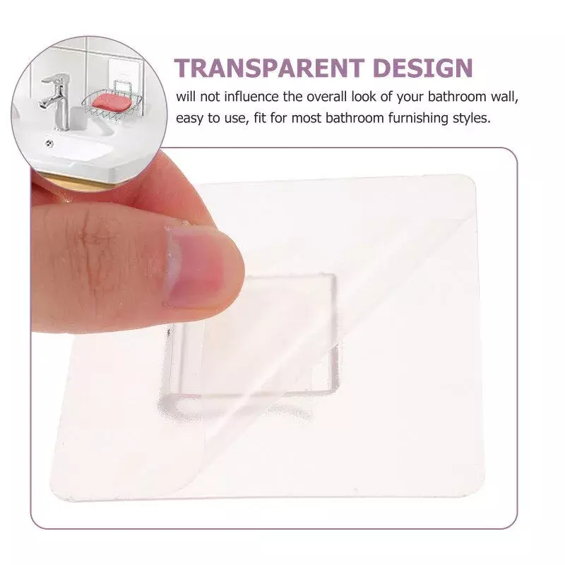 20pcs Transparent Wall Hooks Strong Self Adhesive Kitchen Bathroom Storage Hooks Hangers Suction Cup Heavy Load Hook Holder Rack