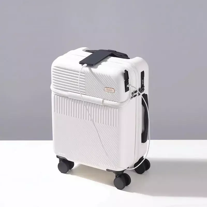 กระเป๋าเดินทางด้านหน้ามีชุดรวมช่องชาร์จไฟ, กล่องอเนกประสงค์มีล้อลาก20 "กระเป๋าเดินทางแบบเงียบ