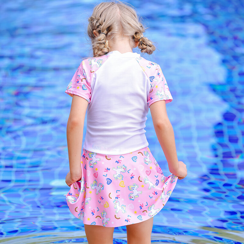 Einhorn Mädchen Bade bekleidung Kinder einteiligen Badeanzug Sommer schnell trocknende Bade bekleidung Mädchen Hot Spring Badeanzug für Kinder 5-9 Jahre