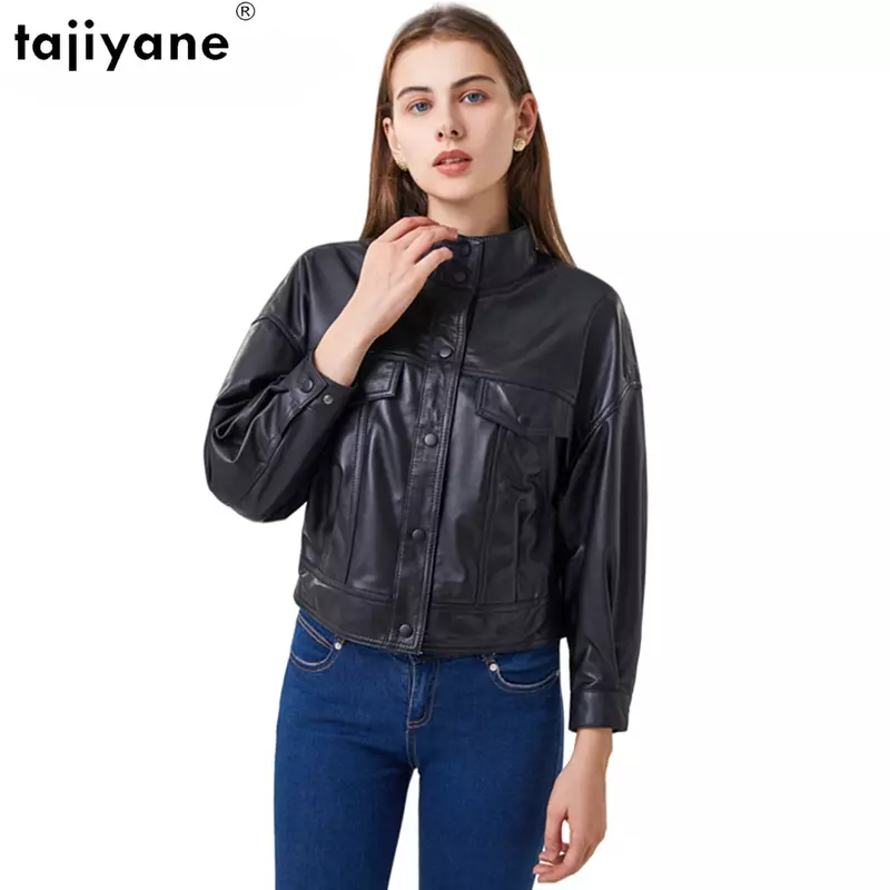 Fujiyane 100% kulit domba alami Jacket Leather jaket kasual wanita kulit asli musim gugur 2023 sembilan Perempat mantel Suede asli