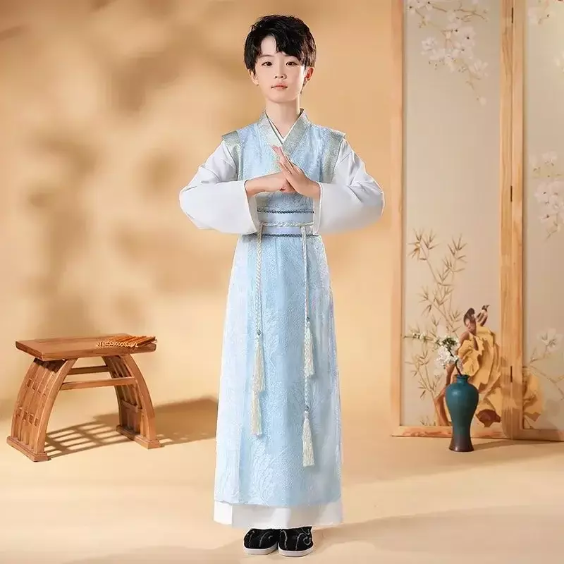 Китайские народные танцы, Новогодняя одежда, традиционная одежда ханьфу для мальчиков, детский современный семейный Карнавальный костюм для старинной сцены
