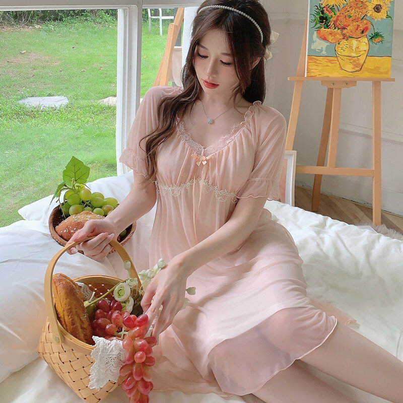 Пижама в новом стиле, Женская домашняя одежда, милая и милая летняя верхняя одежда принцессы, мягкая Пижама, сетчатая