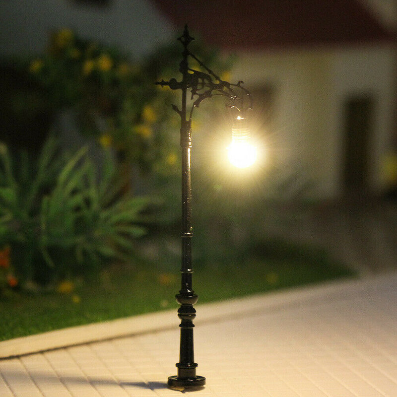 5-częściowa lampa kolejowa 1:160 lampa uliczna LED światło Model pociągu akcesoria krajobraz miejski z budynkami do dekoracji szyn