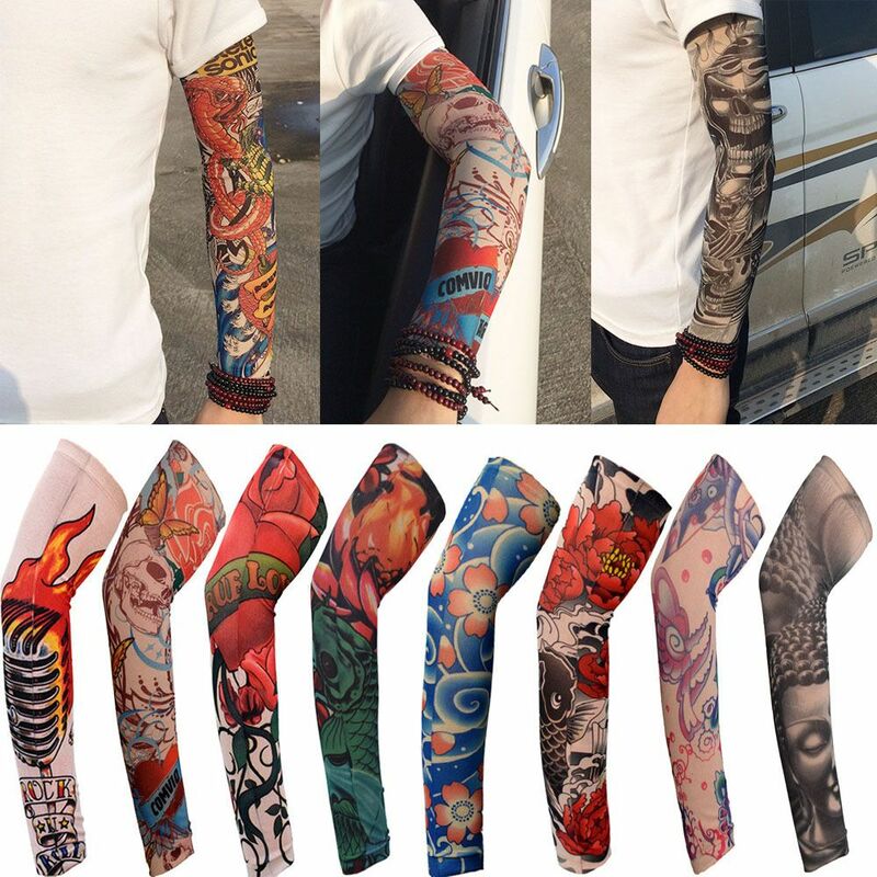 Mangas de brazo de protección UV para baloncesto, cubierta de brazo de flores para correr, tatuaje, verano, nuevo, 1 piezas