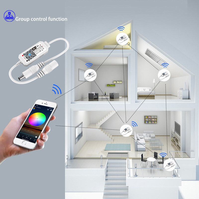 LED 조광기 컨트롤러 무선 와이파이 스마트폰 앱 제어, 단색 라이트 바 모듈, 타이밍 음악 음성 모드, DC12V, 24V, 96W, 1CH