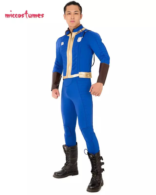 Miccosplay pria kostum dewasa, Jumpsuit lompat dua potong, kostum Cosplay pria