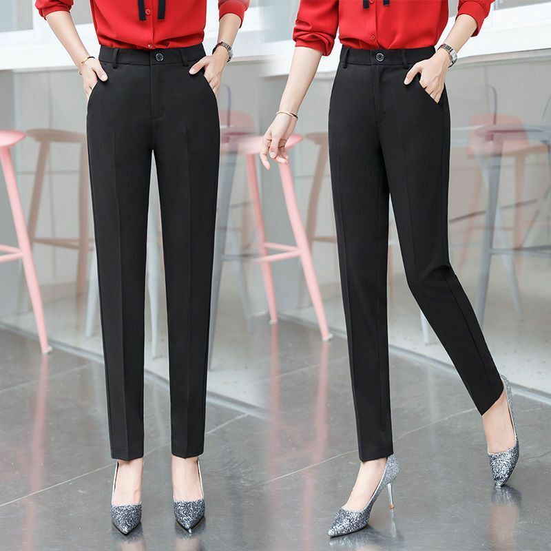 2023 nuove donne primavera autunno coreano a vita alta vestito pantalone moda ufficio signora elegante Casual Famale matita pantaloni top S15