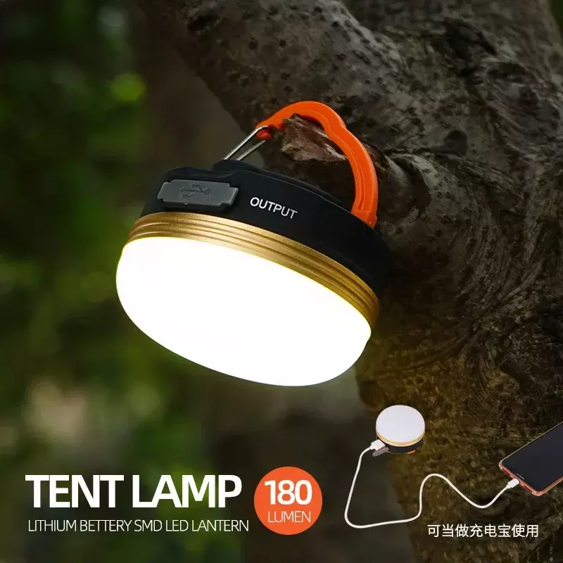 Lanterne LED portable à piles ou USB, éclairage de tente de camping avec aimant suspendu ou magnétique, lampe d'urgence de travail