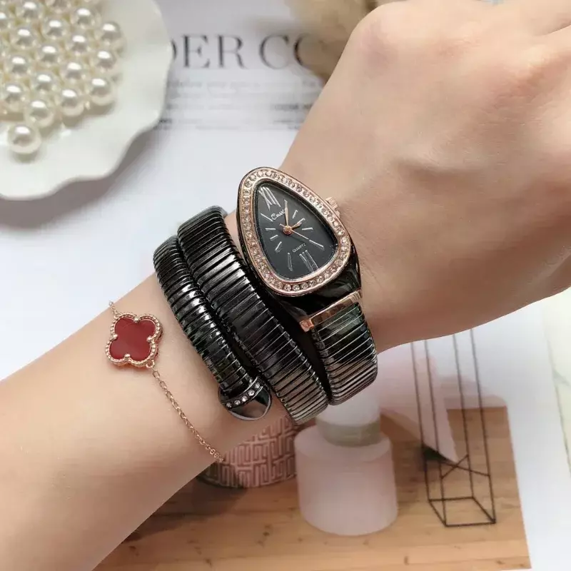 Serpentine gelang jam tangan wanita Quartz jam tangan modis baja tahan karat jam tangan wanita mewah berkualitas tinggi jam tangan wanita