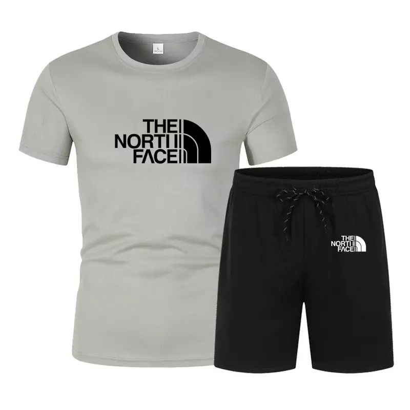 Camiseta de manga curta masculina e terno de shorts estampado, moda casual, verão, 2022