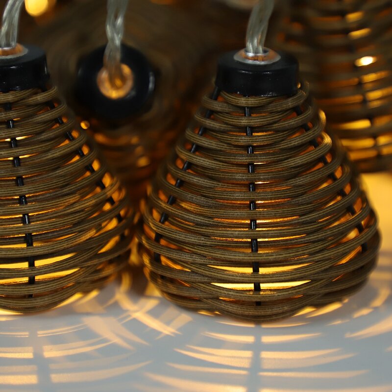 Guirxiété Lumineuse LED en Rotin, Décoration de Mariage et de Maison, 10 Pièces