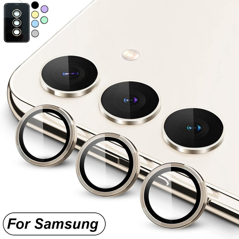 Samsung-funda con anillo Matel + Protector de cámara de vidrio templado, A55, A35, A25, A15, para Samsung Galaxy A55, A35, A25, 5G, 2024