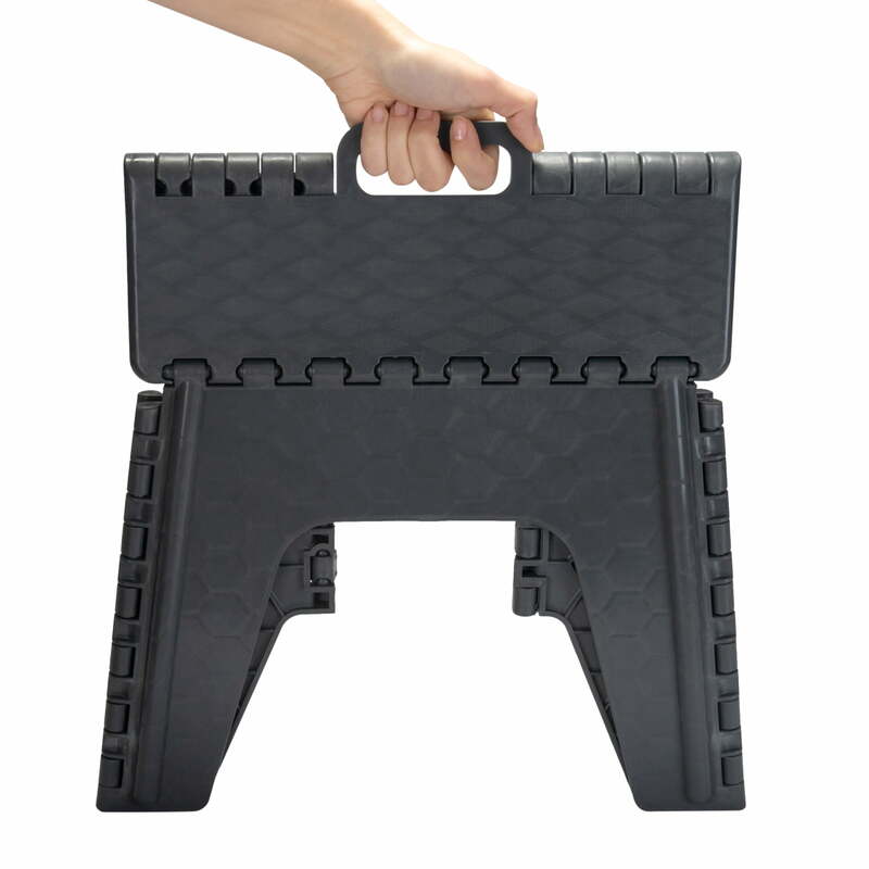 Mainstays Plastic Folding 1 Step Stool 12 inch - Black - Dimensions: 13.7 x 9.13 x 12 inch