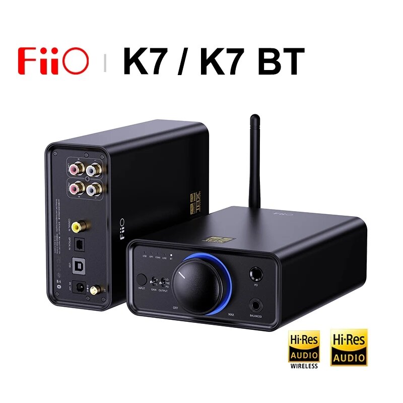 FiiO K7 / K7 BT Balanced HiFi DAC Headphone Amplifier AK4493S*2 XMOS XU208 PCM384kHz DSD256 USB/Optical/Coaxial/RCA Input
