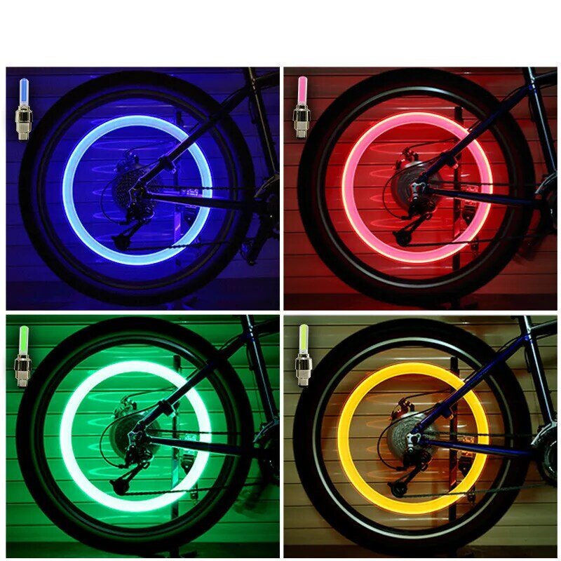 2 Chiếc Xe Đạp Đèn Cảm Biến Chuyển Động Đèn LED Với Pin Cho Đường MTB Xe Đạp Lốp Lốp Van Phụ Kiện Xe Đạp